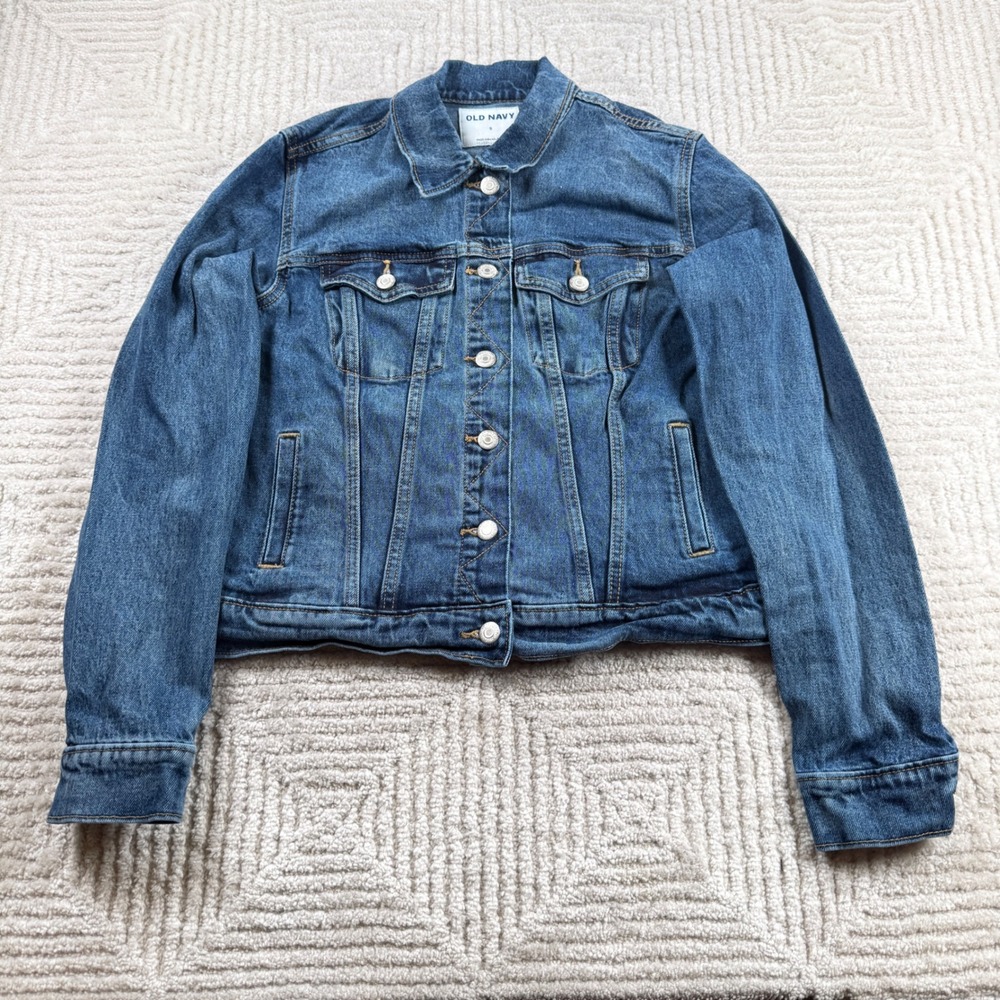 Old Navy Denim Jacket Womens S Blue Stretch Trucker Casual Preppy Gorp Western